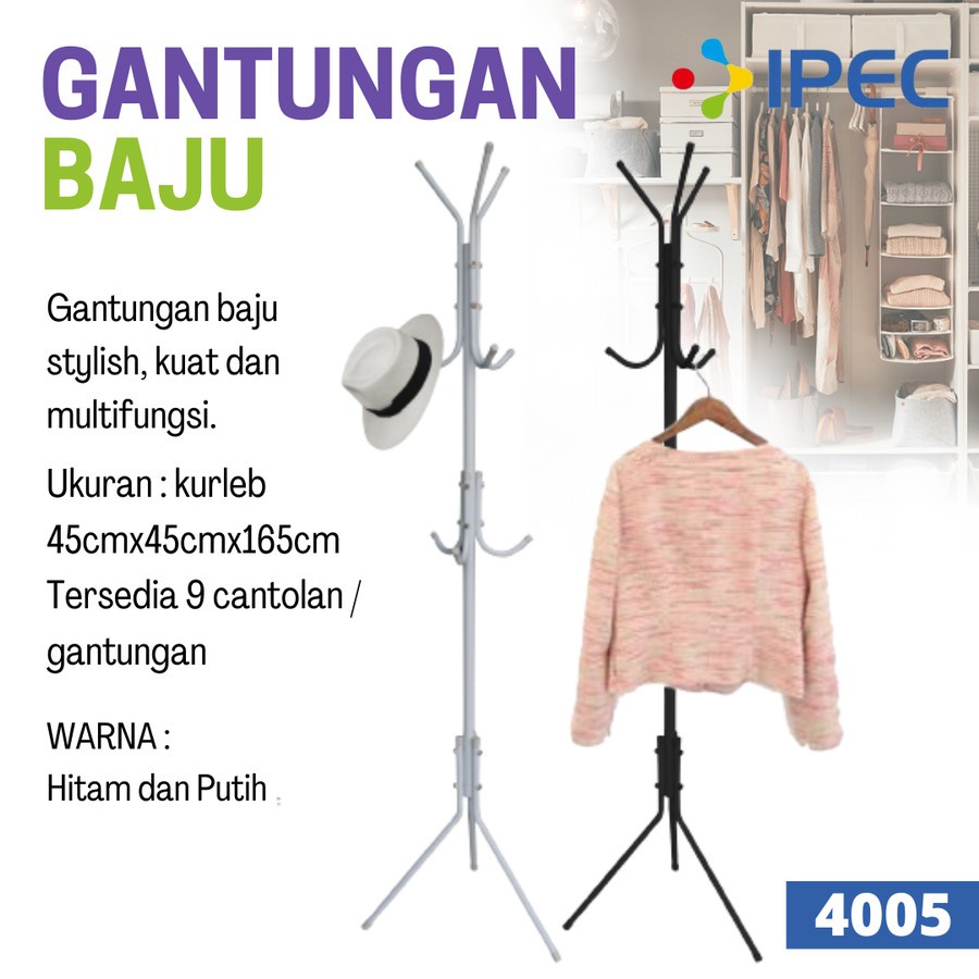 Stand Hanger Coat Rack / Gantungan Baju Jaket Topi 9 Kait / Standing Hanger Gantungan Berdiri Untuk Tas Dasi Payung Mantel Minimalis Aesthetic Serbaguna Stainless Steel Anti Karat Kokoh