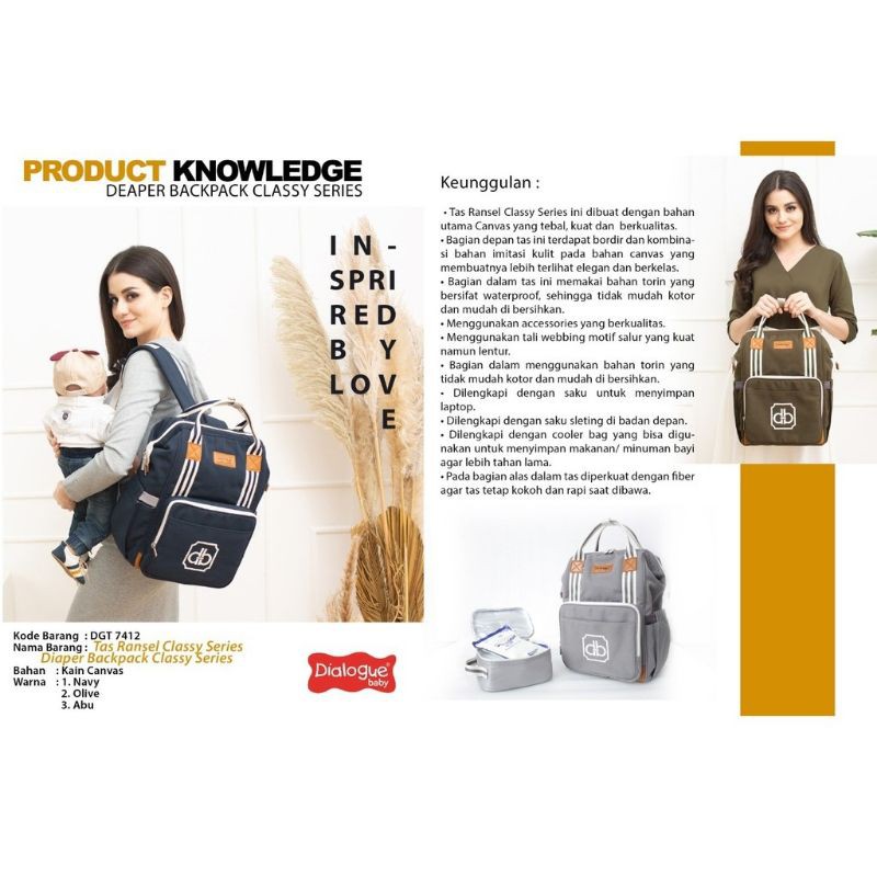 Dialogue backpack diaper bag + cooler bag DGT7412 / tas ransel set bayi