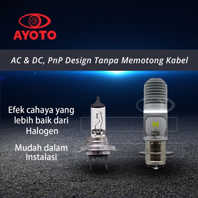 Lampu motor depan LED AYOTO M2A PRO H6 AC DC motor matic bebek AC DC