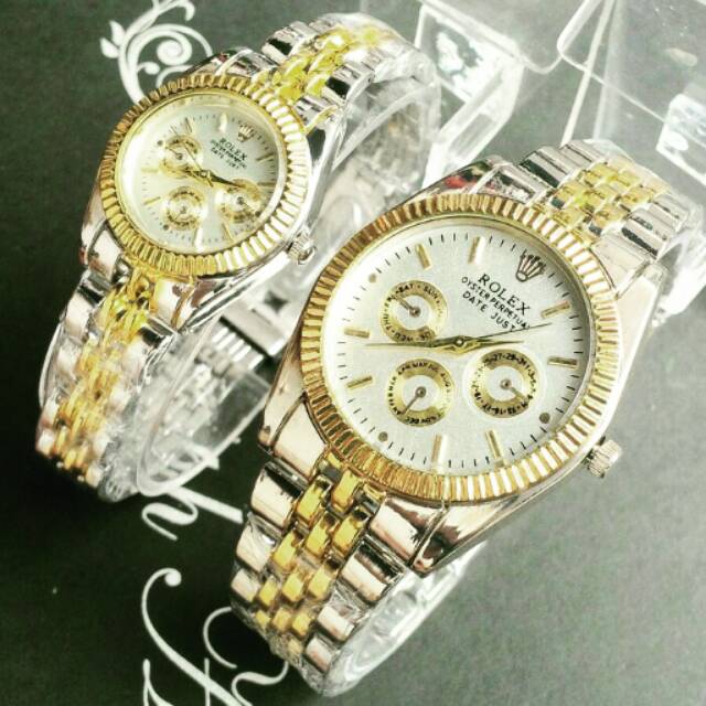 JAM COUPLE ROLEX GOLD + BOX termurah