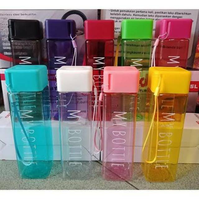 (ORIGINAL) my bottle bening warna segi atau petak / botol minum kotak 500Ml