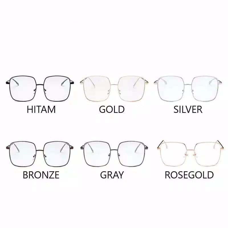 Kacamata Kotak Fesyen Wanita Pria Frame Besi Elegan Retro Vintage Kaca Mata Optik Anti Radiasi Persegi Style Korea Bingkai Petak Eyeglasses Kcamata Peria Antiradiasi Komputer Dan Hp Baca LensBlu Anti Silau  Sinar Matahari UV400 COD KCP8