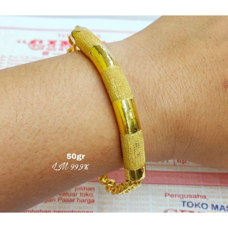 Gelang Bambu 50 gram Emas LM/London 24K kadar 99,99%
