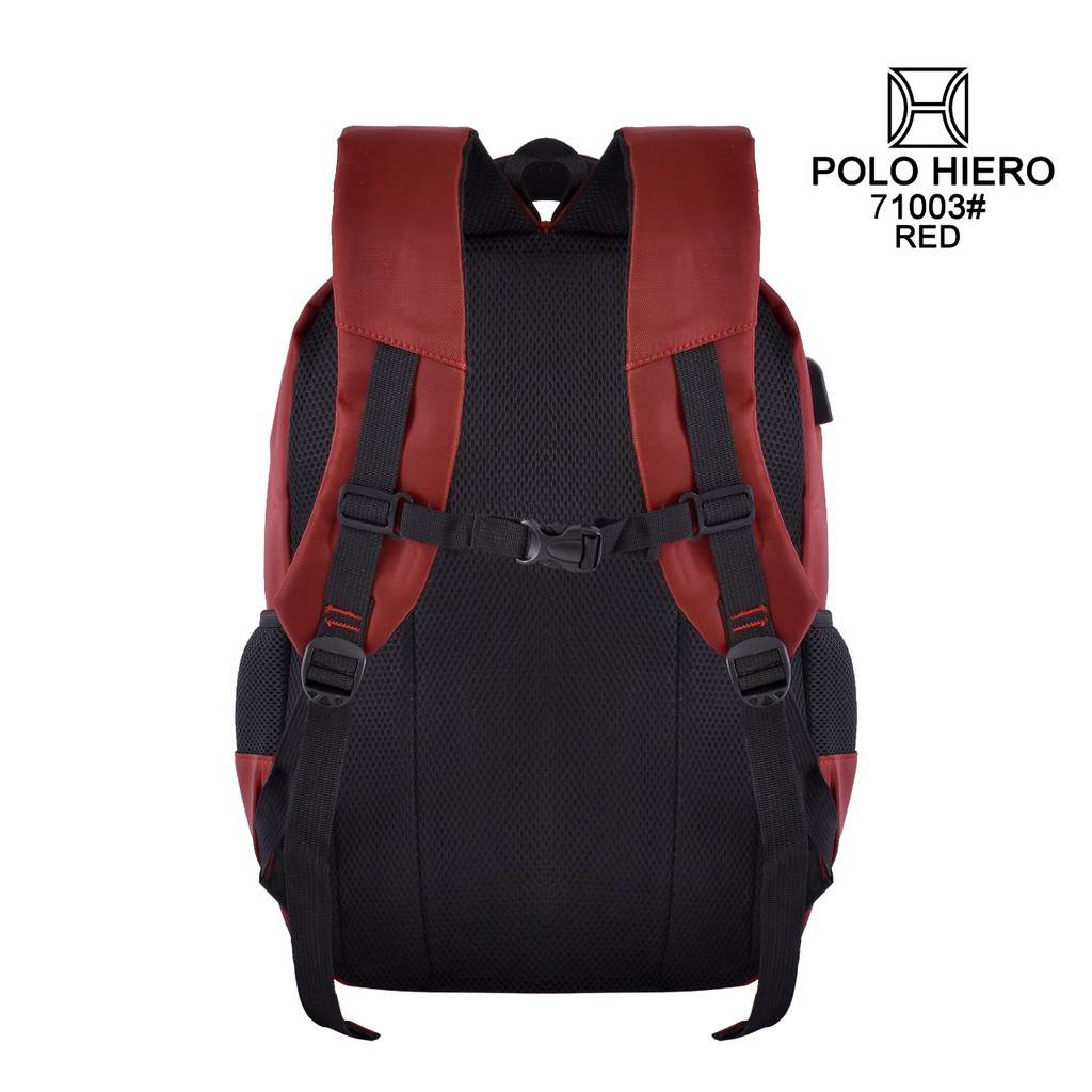 (RF) Tas Ransel Pria Polo Hiero 71003 Tas Laptop Sekolah Backpack (Free Rain Cover+USB Extension)