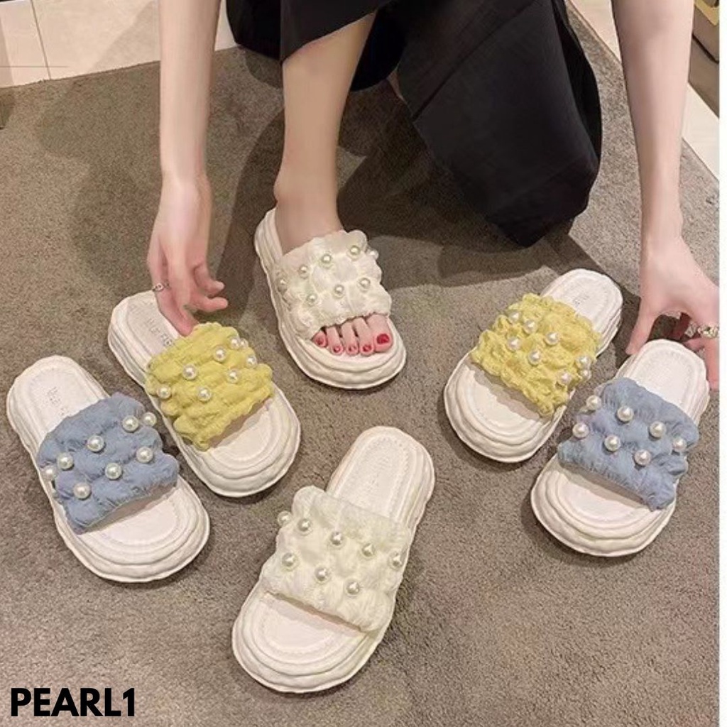 SANDAL WANITA SLIP-ON PRAKTIS GET IT NOW DAN JADI TINGGI WES KEREN BAHAN PVC IMPORT PEARL1