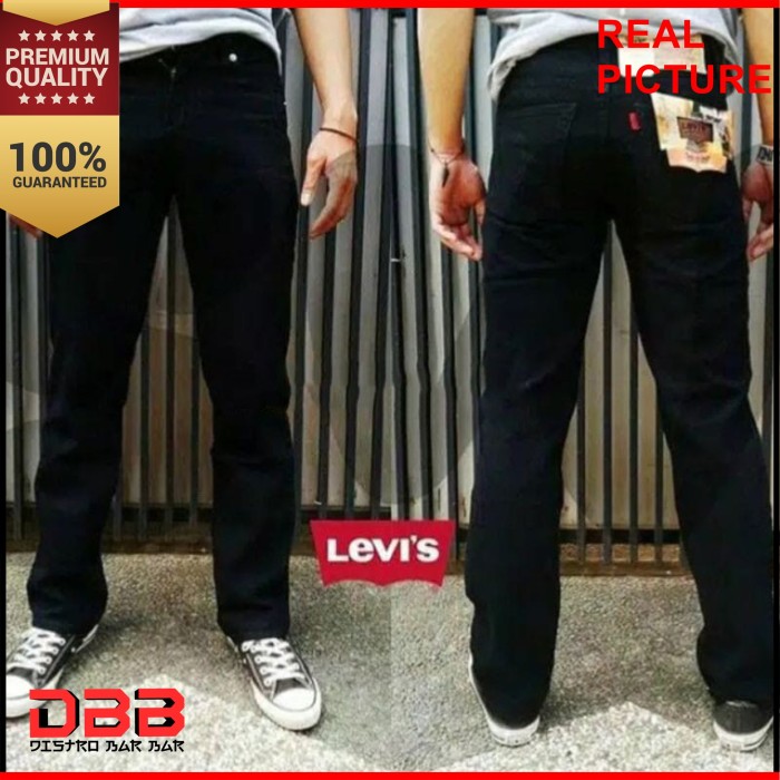 Celana Jeans Levis Pria Panjang Standart Reguler New - Hitam, 27