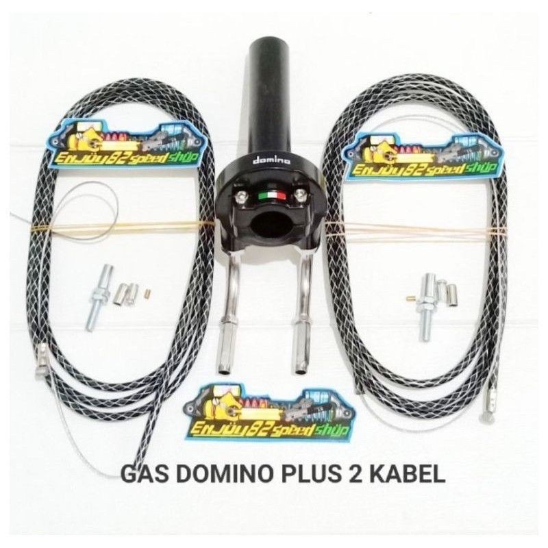 Gas Spontan DOMINO + L Gas Cnc + 2 Kabel Gas Serat Sonic Satria fu Vixion Vario Beat Scoopy Nmax Dll