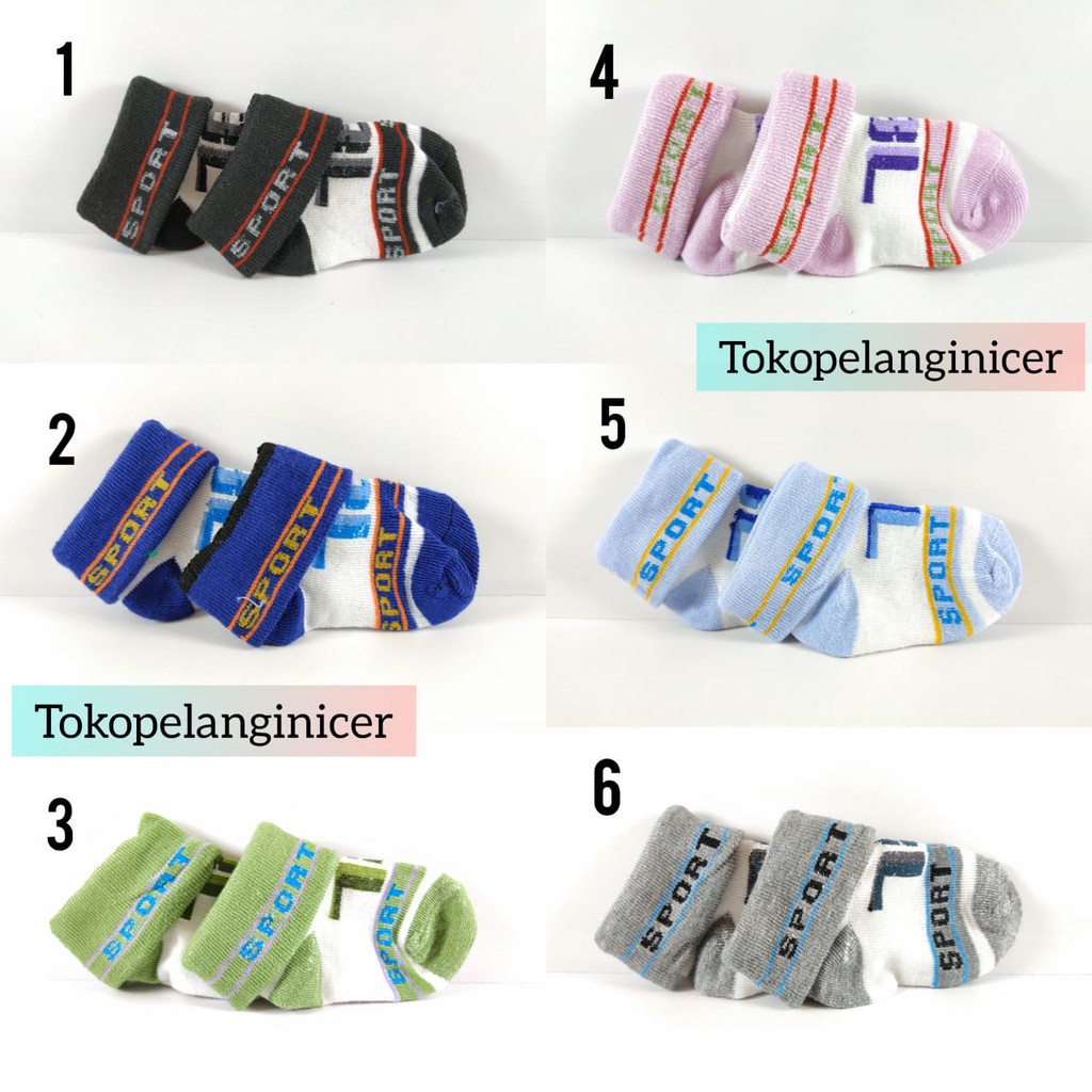 Kaos Kaki Sport Bayi 0-12Bulan Lembut Motif unik Tokopelanginicer