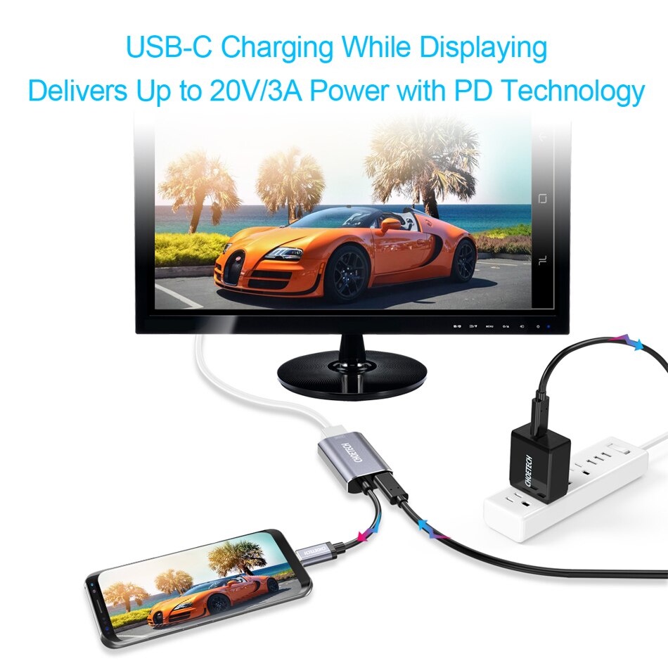 CHOETECH Adapter Converter USB Type C to Mini Display Port 4K 60Hz - HUB-M06GY - Gray