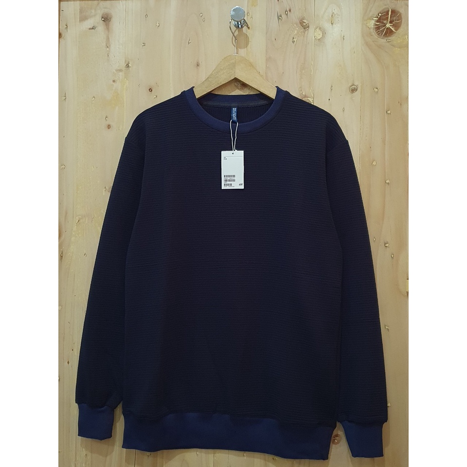 [COD] Sweater Pria Wanita Crewneck Distro Bandung-Navy emboz