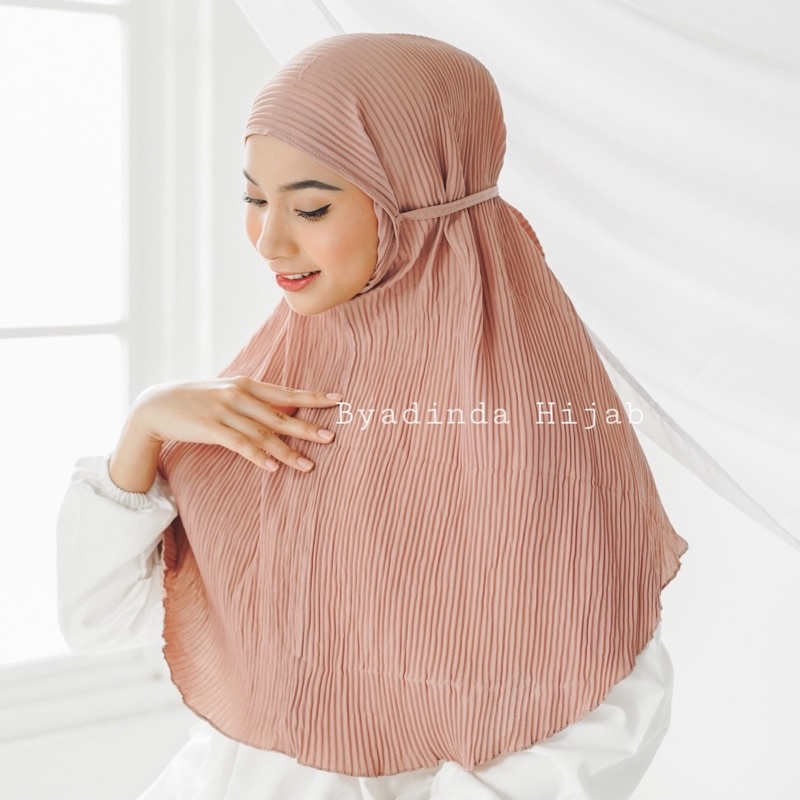 Bergo Plisket Full Lidi Hijab Instant Maryam Jilbab Pleated