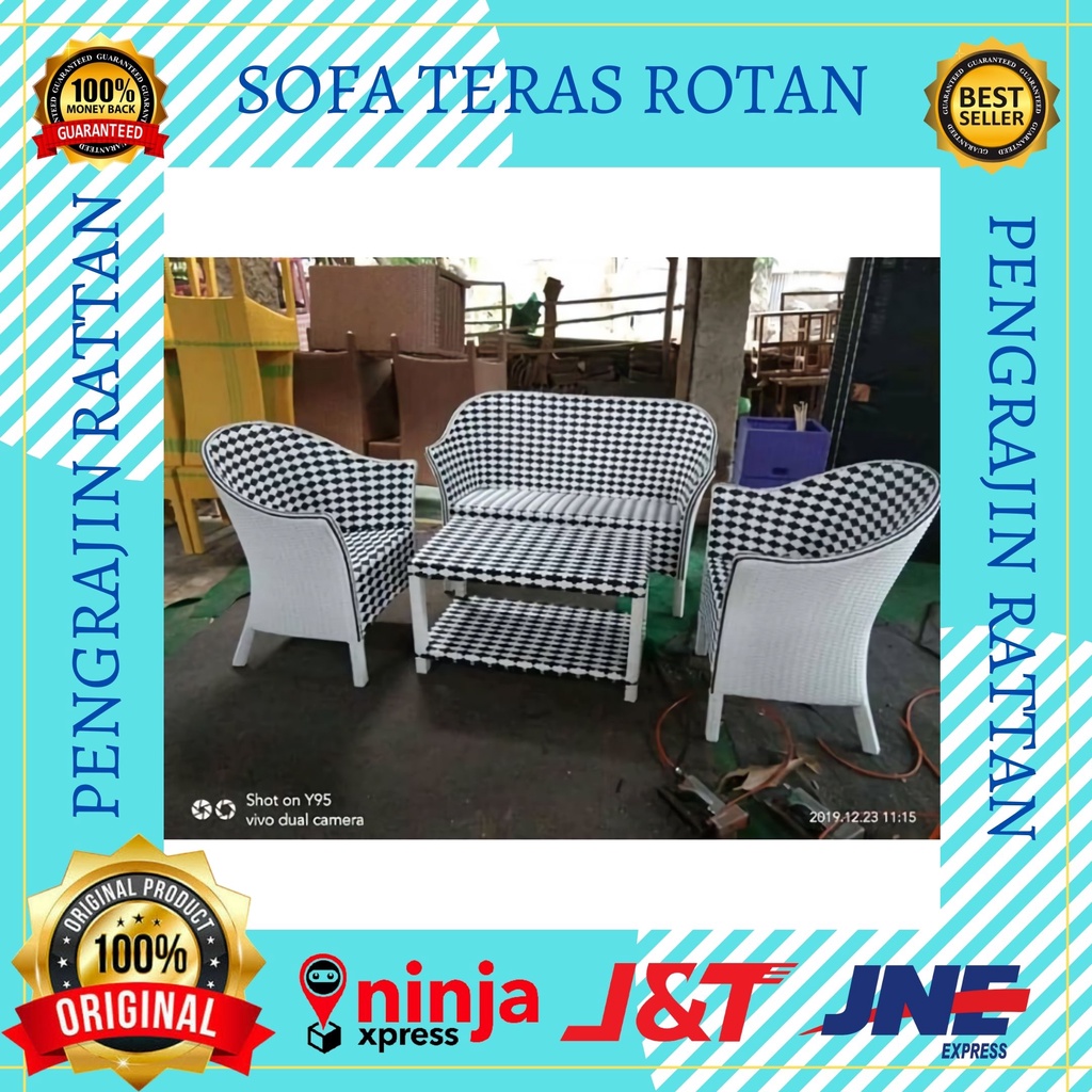 1 Set Kursi Korsi Bangku Sofa Memble Rotan Sintetis Furniture Untuk Meja Kursi Teras Panjang Bulat S