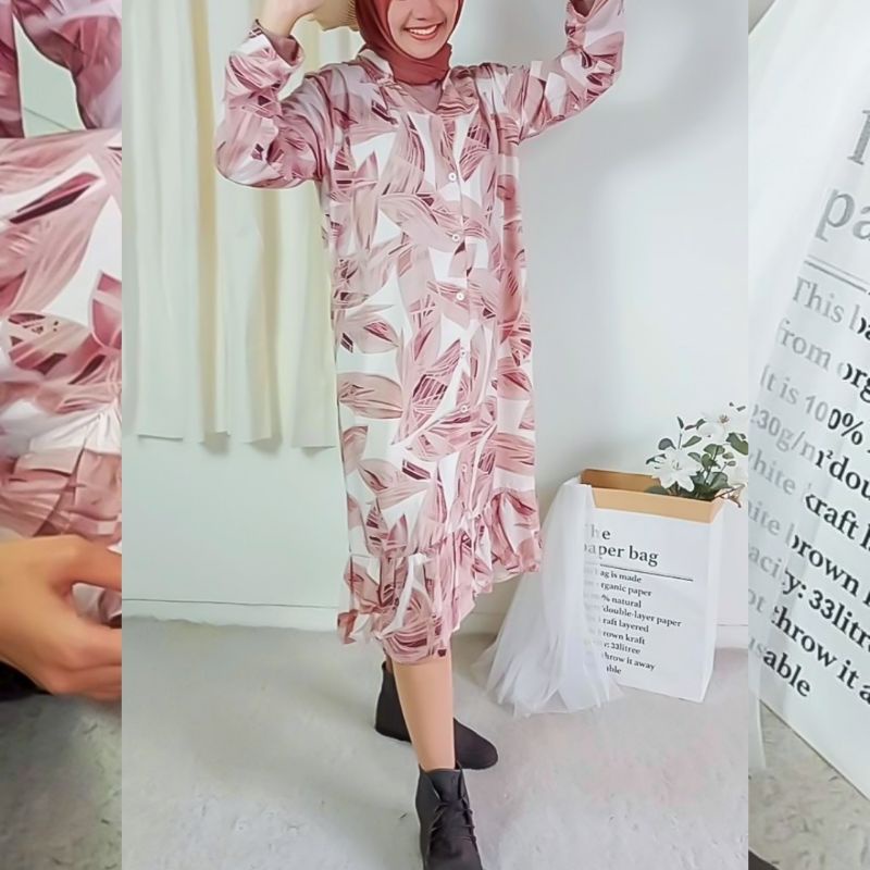 NEW Celina Tunik Daster Ruffle Rayon Lengan Panjang Inframme Harga Promo