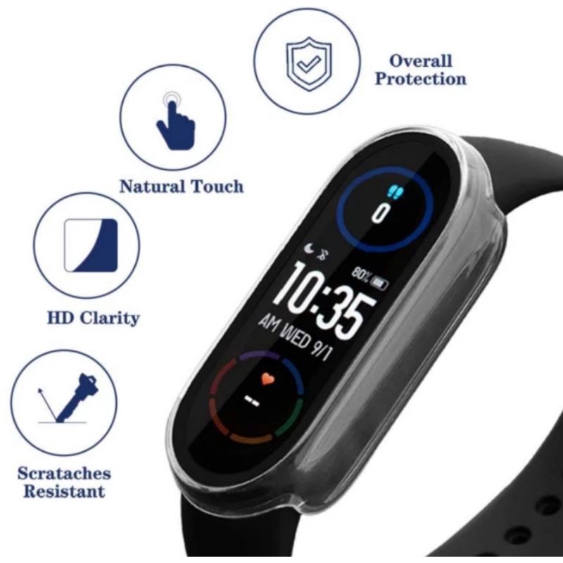 BUMPER CASE XIAOMI MI BAND 7 6 5 4 3 CASING TEMPERED GLASS ANTI GORES PELINDUNG LAYAR XIAOMI MI BAND 7 6 5 4 3  SMARTBAND SMARTWATCH GELANG STRAP XIAOMI MI BAND 7 6 5 4 3 SILICONE SILICON SILIKON FULL COVER XIAOMI MI BAND 7 6 5