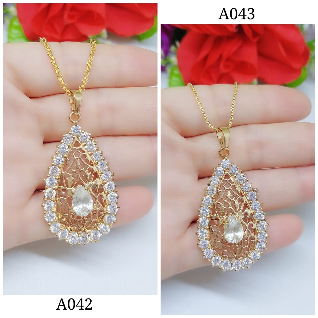 Kalung Lapis Emas Permata Perhiasan Imitasi Xuping Jewelry A042-045