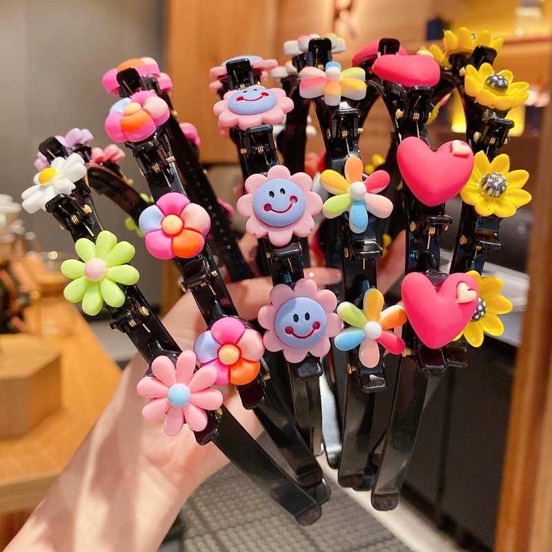 Roselife Daisy Rainbow Flower Strawberry Hair Braiding Clip Loop Headband for Kids Children Hair Styling Tools
