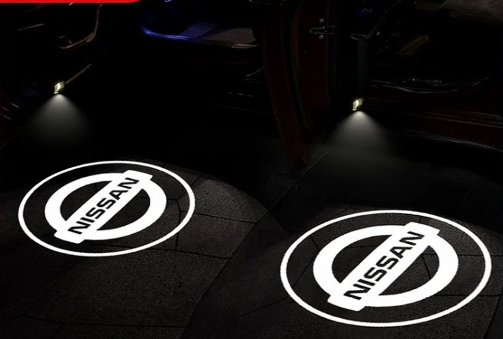 2pcs Lampu LED Proyektor Logo Nissan Untuk Pintu Mobil Versa Kicks March Tida Sentra Livina Gtr Skyline