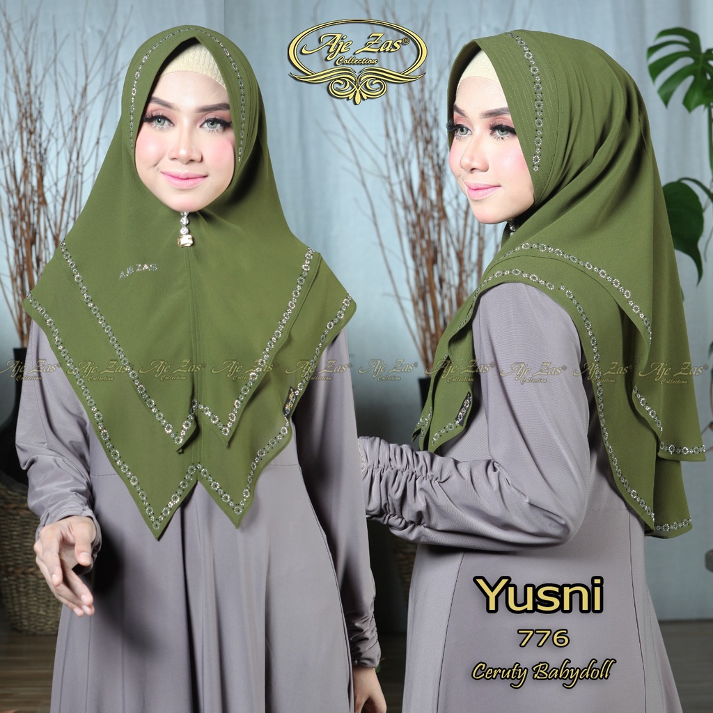 Jilbab Khimar Instan syar'i Yusni ori Aje zas-Khimar Ceruty 2 layer-Khimar Ceruty Payet