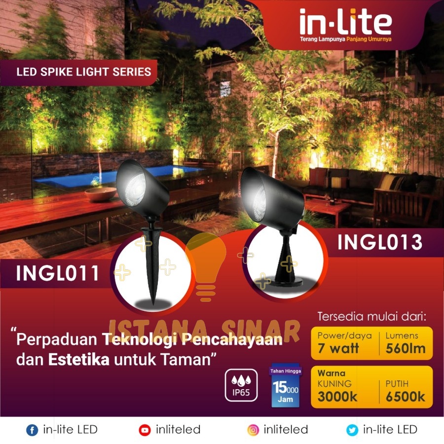 LAMPU LED SPIKE LIGHT / LAMPU TAMAN INLITE 7W 7 WATT - INGL013 - Kuning