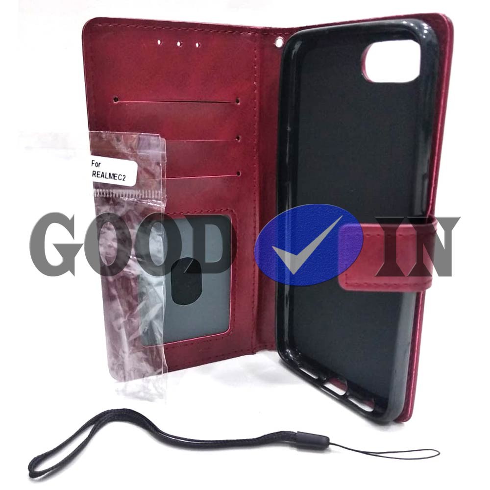 Flip Case - Flip Polos - Case Dompet Kulit Polos - Case REALME C2