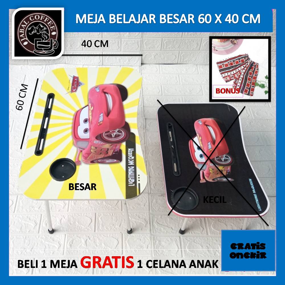 Meja Laptop Lipat Portable Gratis Celana Anak Ukuran 60 X 40 X 27 Cm / Meja Belajar Laptop Besar / Meja Belajar Lipat Karakter