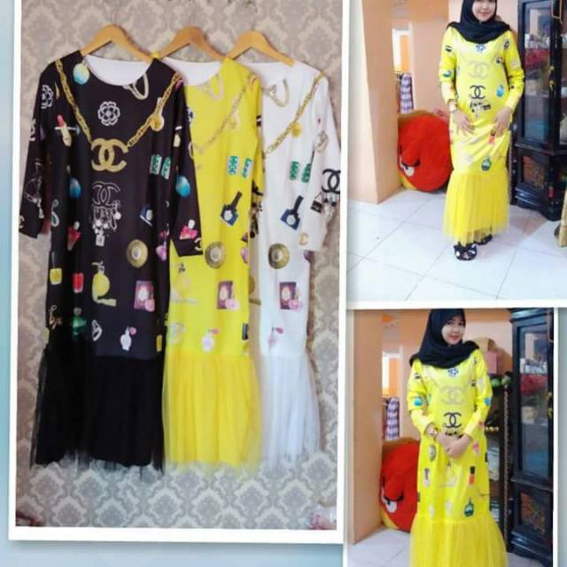 Gamis chanel motif lipstik