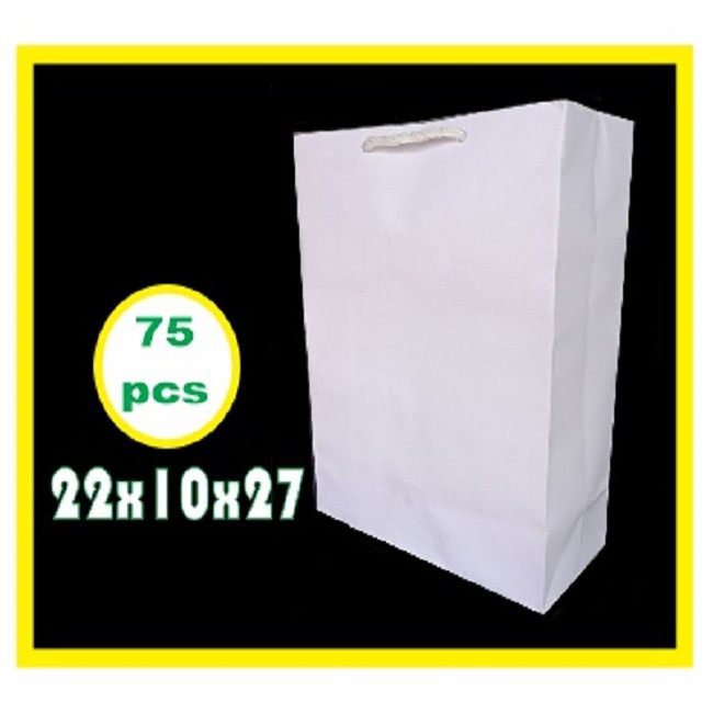 

75Pcs Tas Kertas 22X27 Paperbag Souvernir Paper Bag Kantong Polos Putih