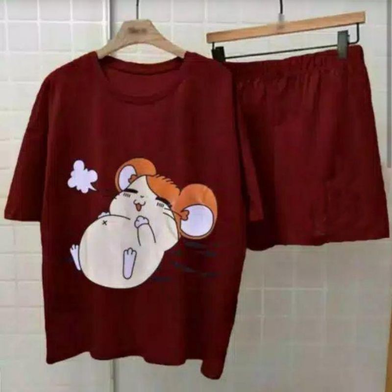 GHINA SET SETELAN HAMTARO ANIME / SETELAN FASHION WANITA