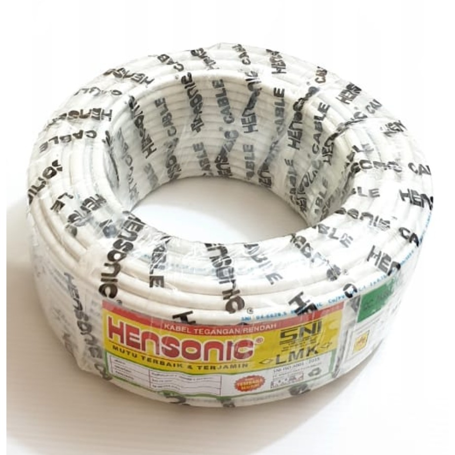 NYM HY PUTIH 2x0,75mm² 50 Meter Hensonic Kabel SNI FULL LMK / Kabel Listrik Serabut Pvc Putih