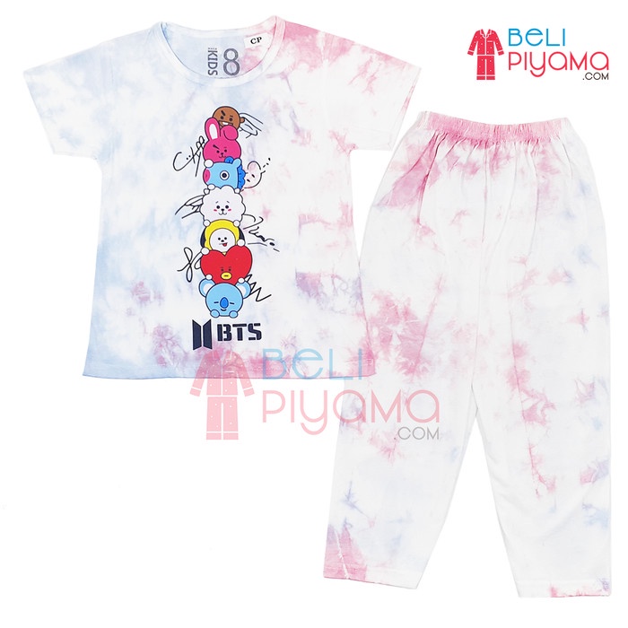 (BISA COD) Baju Anak Perempuan Tie Dye / 4-13 Tahun / Setelan Anak Perempuan - BTS B, Size 20