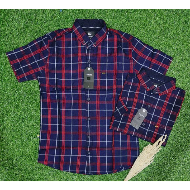 BAJU KEMEJA PRIA KOTAK SLIM REGULAR FIT TOPTEN ORIGINAL