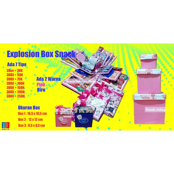 Explosion box 3 box/Explosion box snack/Surprise box/Snack box/Box tarik uang/Kado tarik uang/Kado u