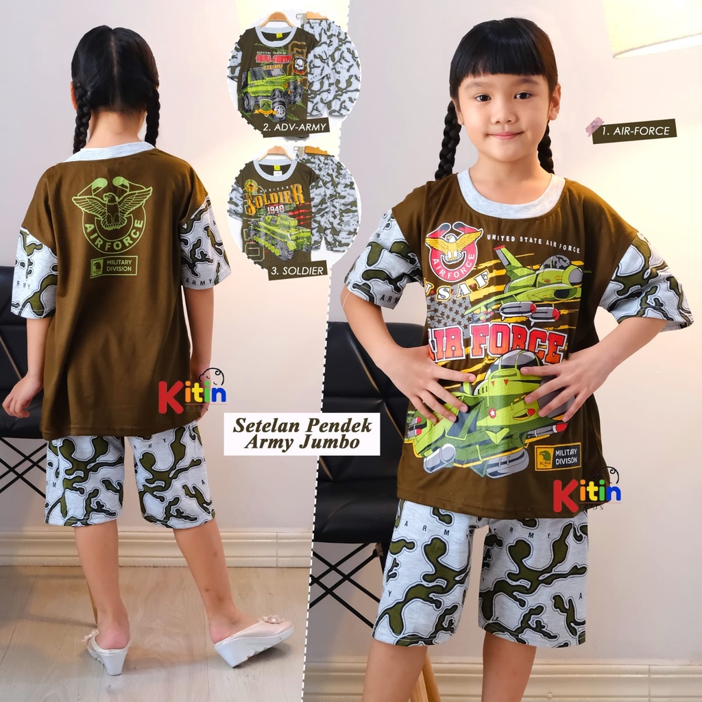JS - SETELAN BAJU MAIN DAN HARIAN ANAK CEWEK COWOK / LAKI JUMBO TANGGUNG 10-12 TAHUN KAOS PRINTING M