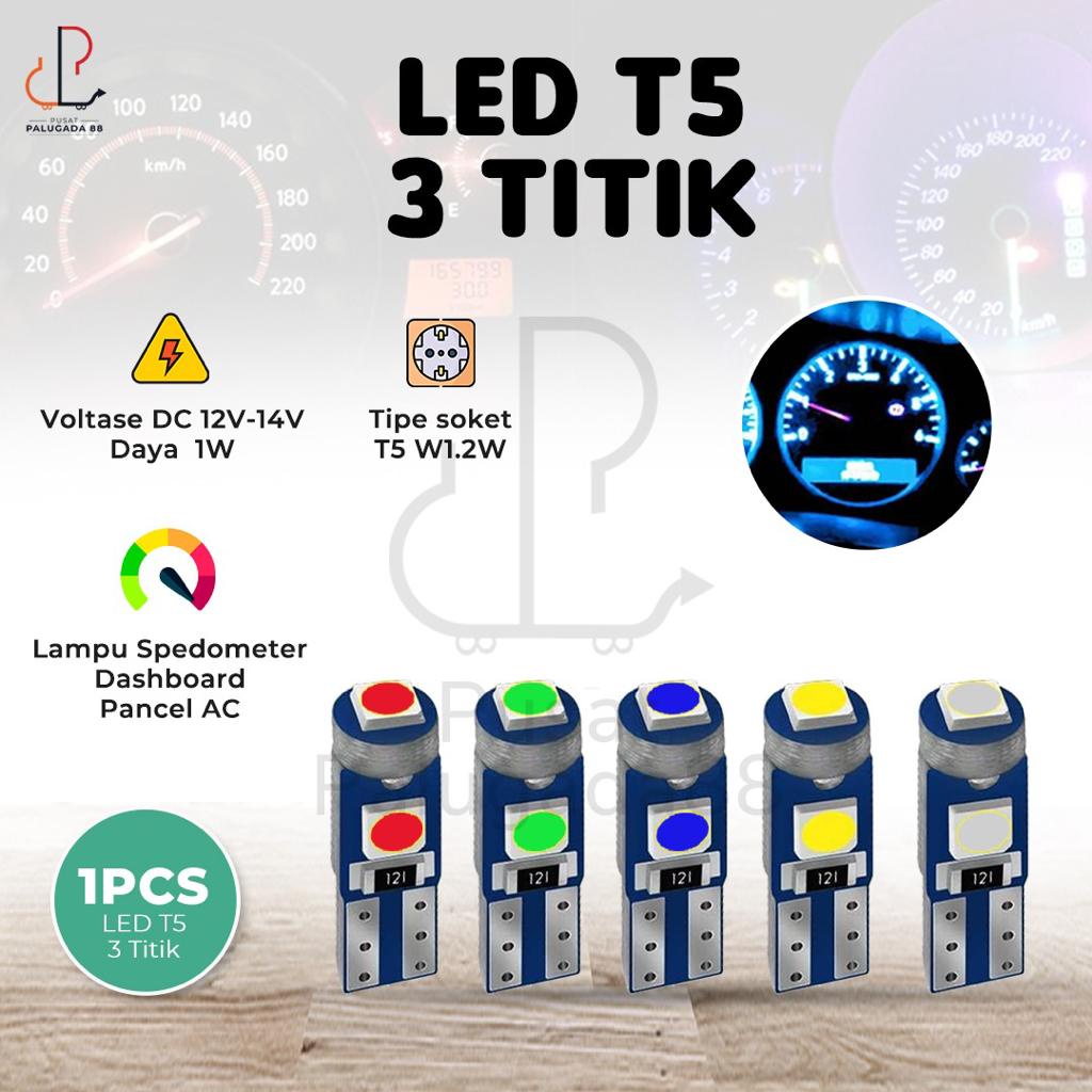 Lampu LED T5 Speedometer Dashboard 3 titik mata SMD 1210 Mobil Motor