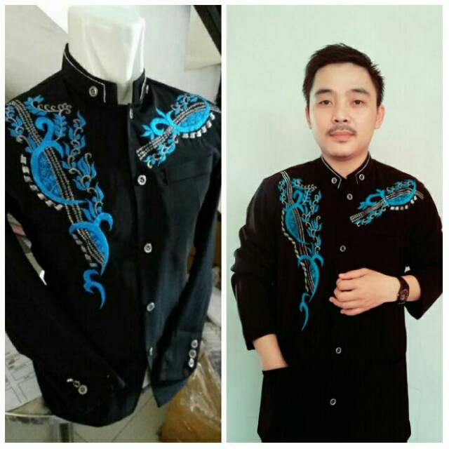 Jas koko hitam_bordir biru