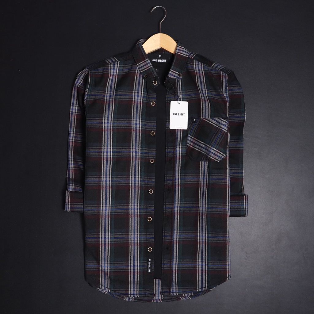Kemeja Flanel Pria Katun Fashion Men Big Size Kain Halus Laki-laki Tebal A6K4 Remaja Reguler Fit Kor