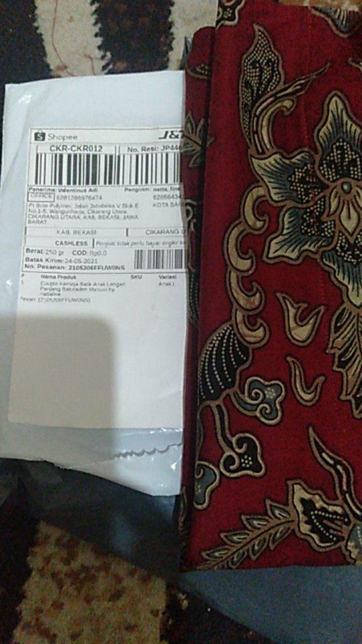 Couple Kemeja Batik Anak Lengan Panjang Baturaden Maroon By Nattaline