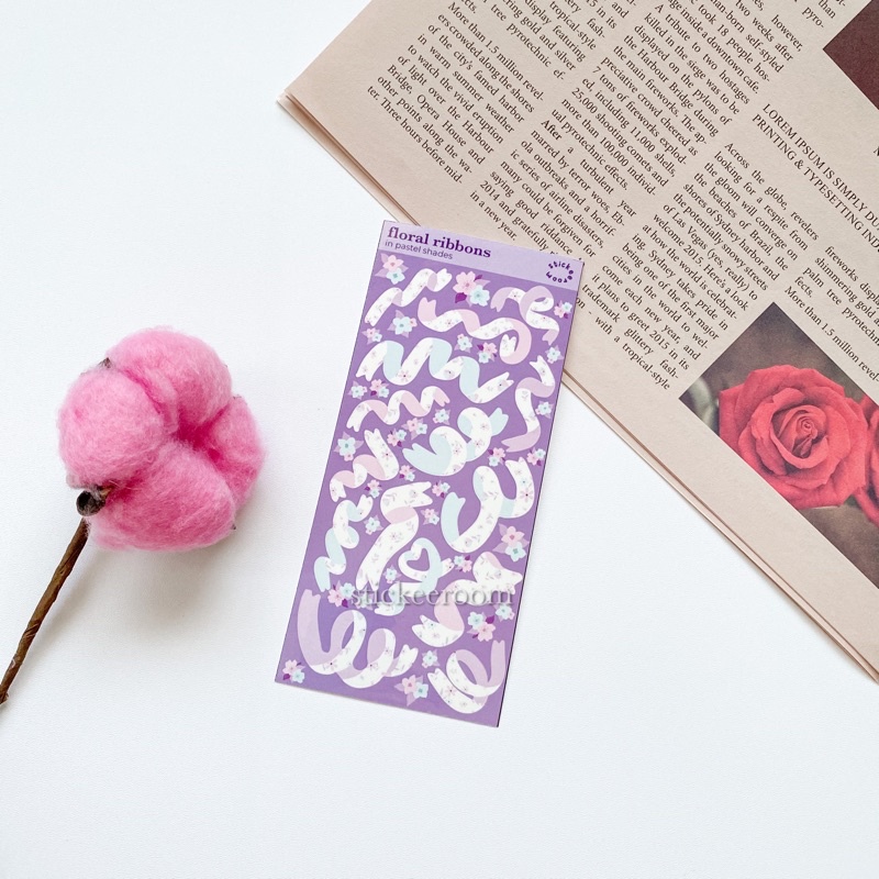 

Floral ribbons - sticker set / stiker sheet for journaling, polcos, decoration, etc