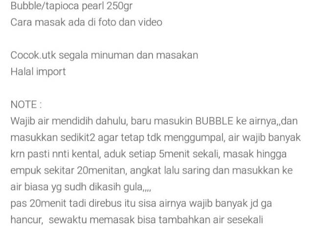 Boba 1kilo bubble tapioca pearl mutiara termurah drink minuman bubble tea