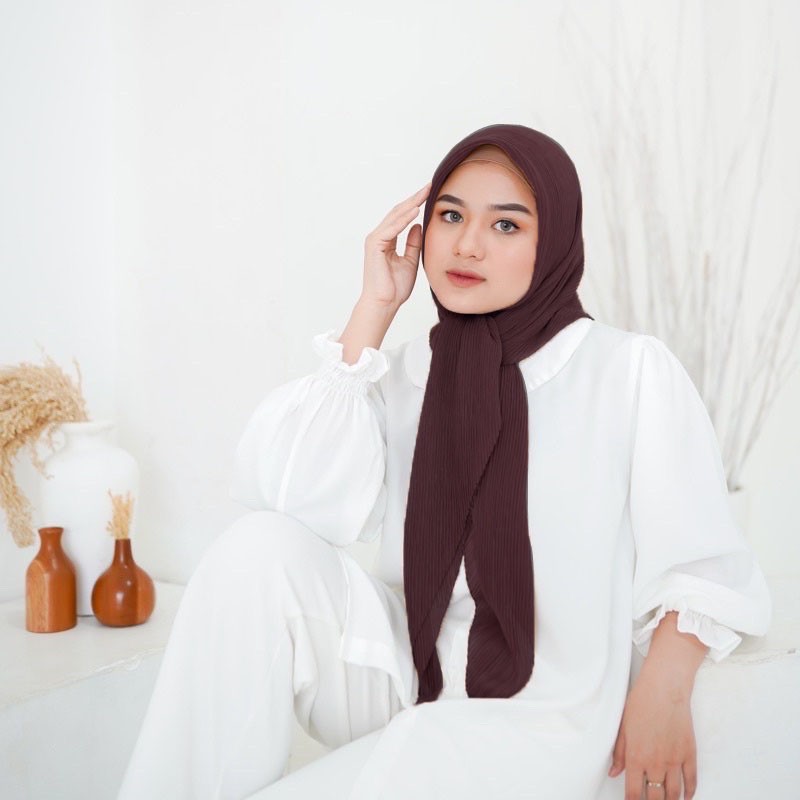 Jilbab Bella Plisket | segiempat Plisket Bella | Hijab Bella Plisket | Segiempat Plisket lidi