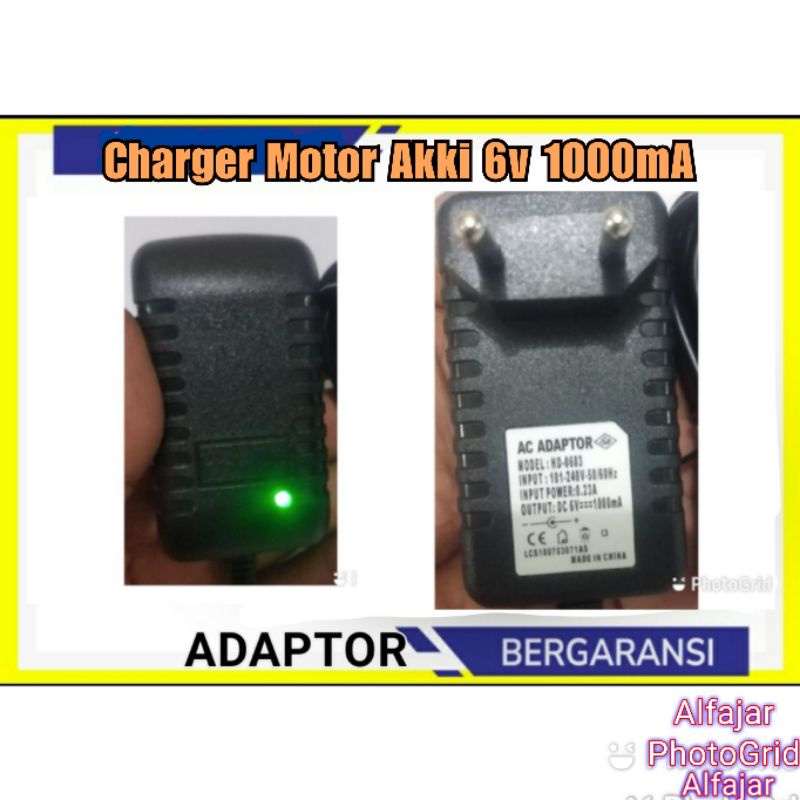 Adaptor 6V 1000mA Charger Motor Anak Aki 6V/4.5ah PMB PCX Vespa Scopy Excotic Pliko NMAX