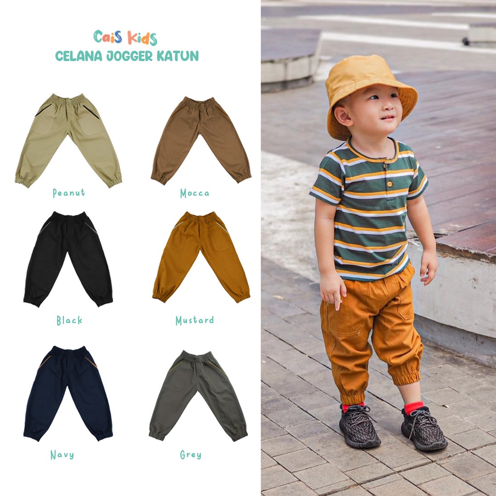 Celana Jogger (1) Anak 1 2 3 4 5 6 7 8 910 Tahun bahan katun drill premium