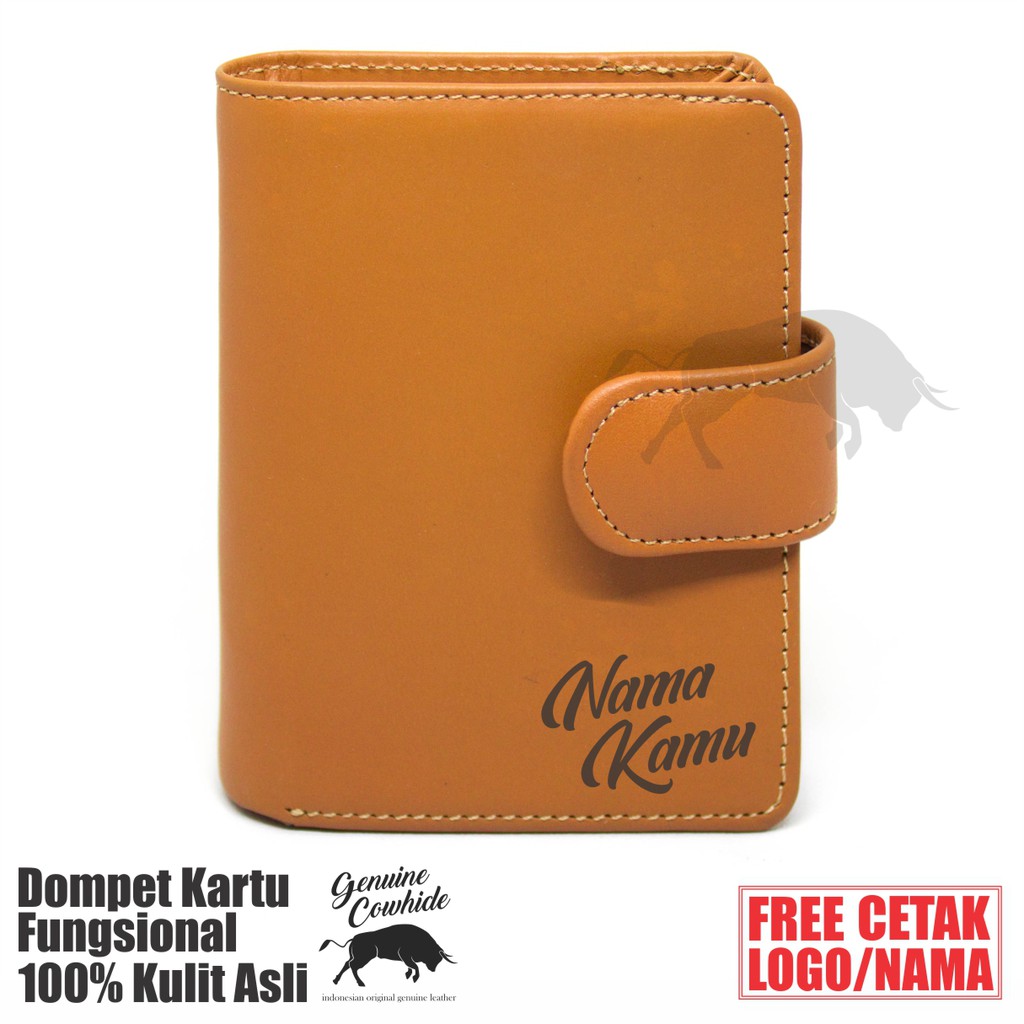 Dompet Kartu Kulit Asli Free Cetak Nama/Logo Pribadi