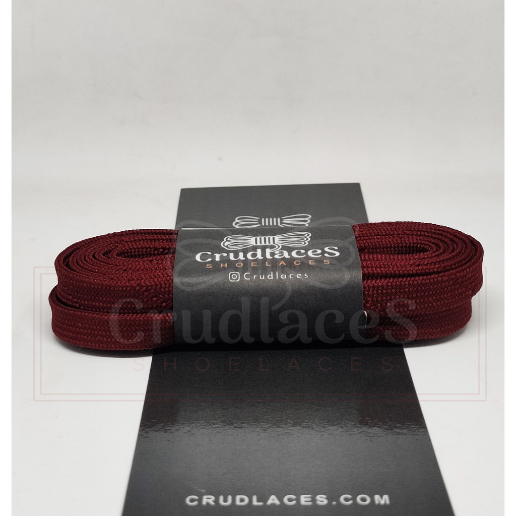 Tali Sepatu Flat Pipih Gepeng Polyester Warna Merah Marun- Shoelaces Flat - Aglets Metal - Crudlaces