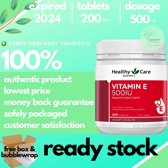 Healthy Care Vitamin E 500Iu - 200 Capsules From Australia