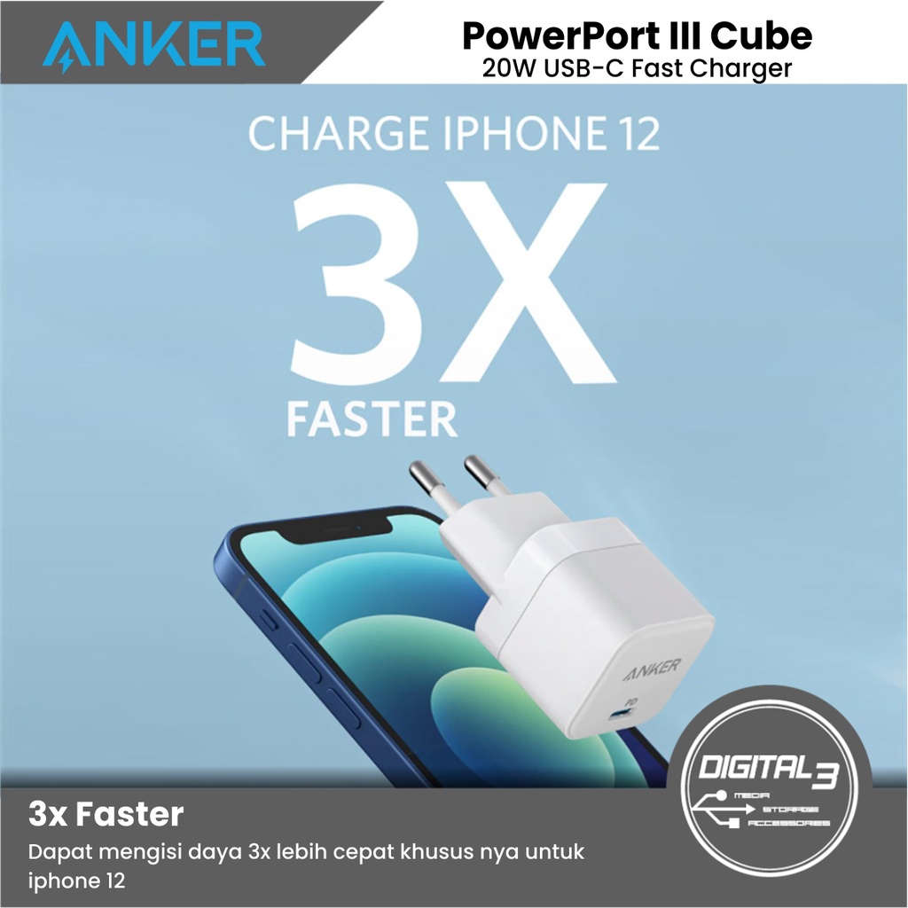 Anker PowerPort III Cube 20W PD USB-C Charger Adapter Iphone A2149