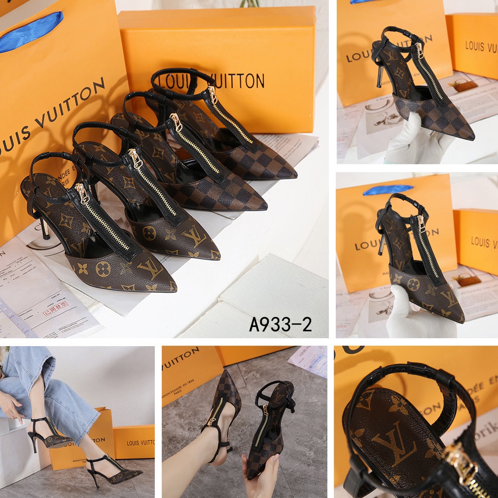 SHOES Pointed Back Hole Leather Stiletto High Heels Sandals  #A933-2