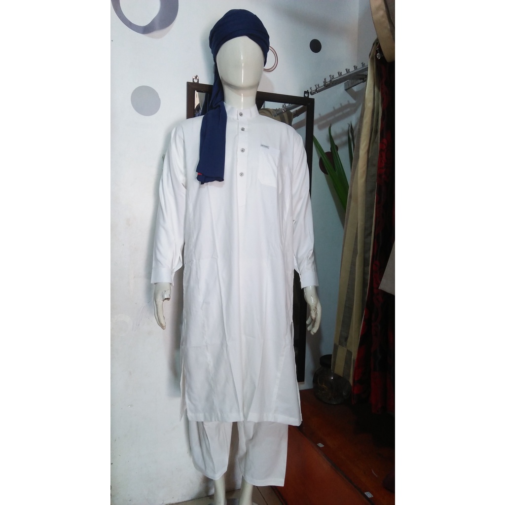 Kurta madinah manset putih tulang