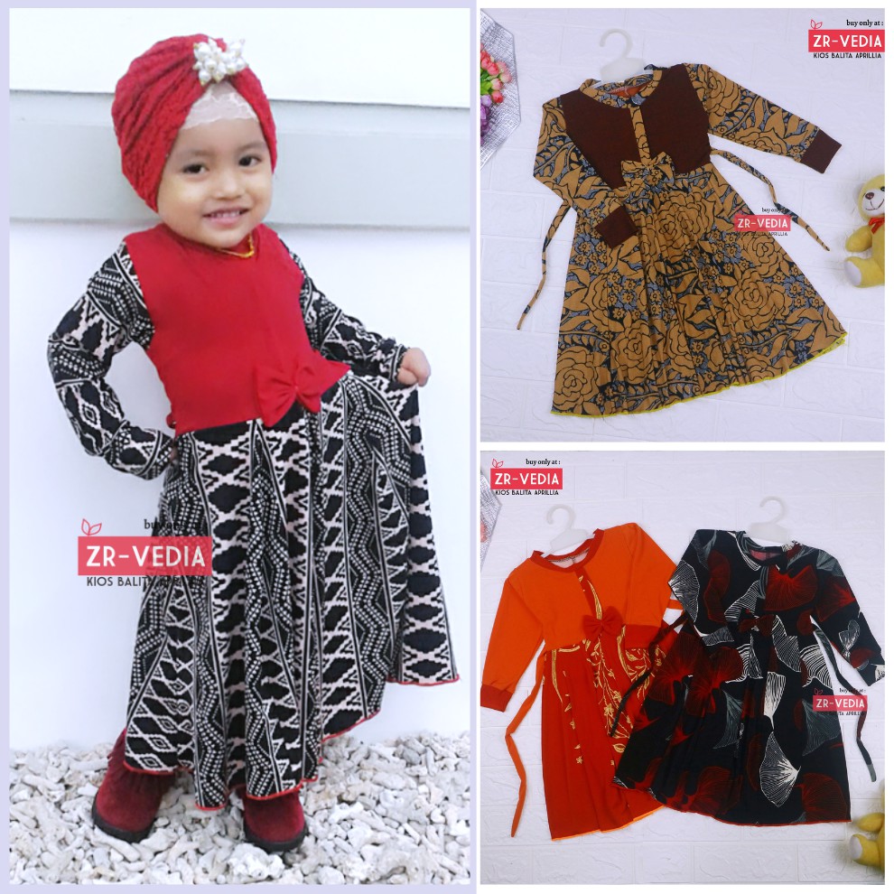 Gamis Pita Uk. 3-4 Tahun  / Gamis Muslim Ngaji Murah Lengan Panjang Perempuan Cewek