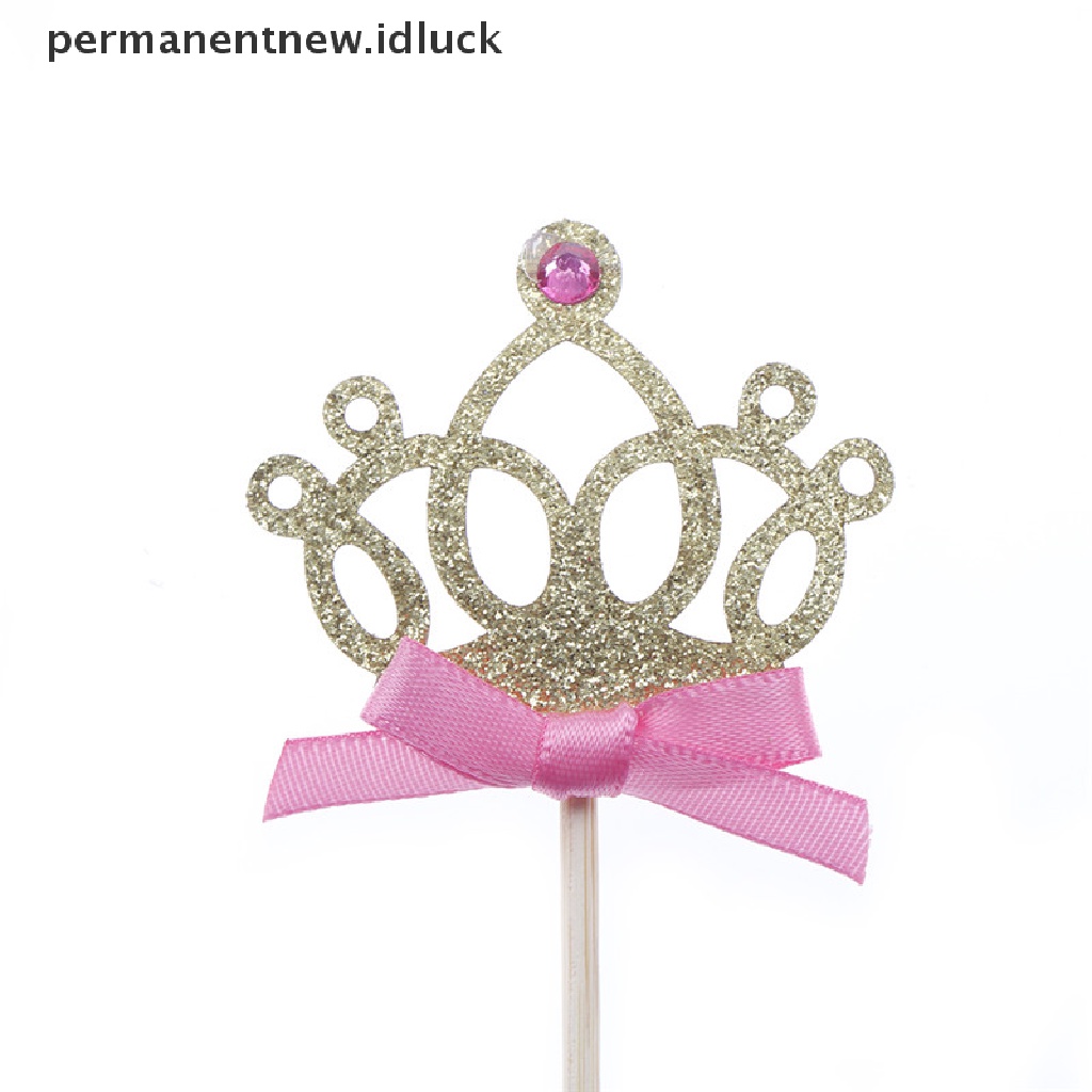 10pcs / set Topper Kue Bentuk Mahkota Princess Untuk Dekorasi Pernikahan / Ulang Tahun